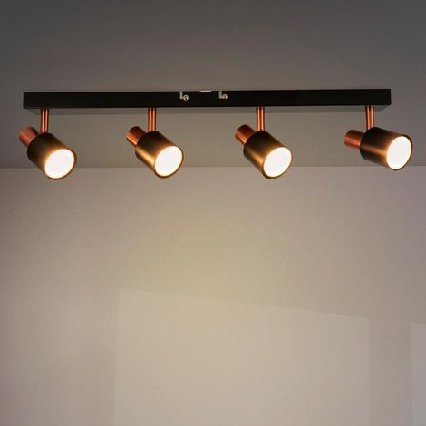 Plafonnier Série Gold 4 spots GU10, pour usage en intérieur sec IP20, convient pour salle de bain, salon, chambre et cuisine (Ampoule non incluse) (1/5)