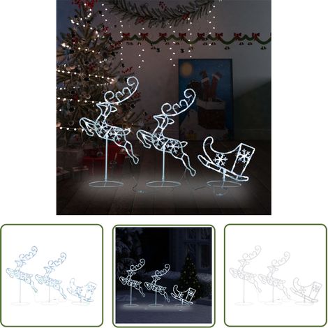 The Living Store Weihnachtsdeko LED Rentiere & Schlitten Acryl 260x21x87 cm - Weihnachtsdeko - LED Beleuchtung - Rentier Deko - Winter Dekoration - Outdoor Dekoration (1/5)