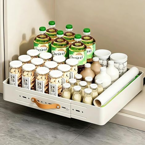 Tiroir de Cuisine,TéLescopique,Extensible,RéGlable,Extensible,de 35 à 51 cm,Profondeur de 41,5 Cm,Capacité de Charge de 30 Kg,pour Armoire de Cuisine,Armoire de Salle de Bain (1/5)