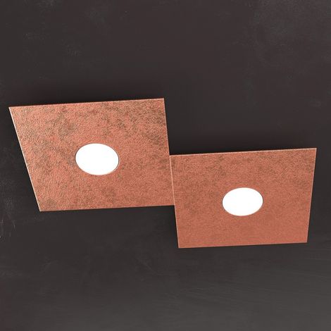 Plafoniera moderna top light eccentric 1156 2l gx53 led metallo lampada parete soffitto, finitura metallo foglia rame