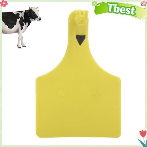 Tbest Étiquettes d'oreille extra‑larges 10pcs Étiquettes d'Oreille Vierges Extra Larges d'Animaux animalerie hygiene Jaune (1/5)
