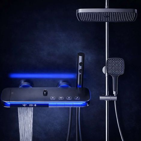 Colonne de douche led thermostatique gun métal, Moutine