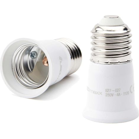 Lampenfassungsadapter - Weiß - E27 auf E27 - Verlängerung für gängige Glühbirnen (LED, Halogen, Energiesparlampen) (1/3)