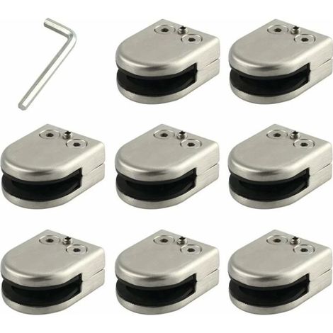 Pince De Verre 8 PCS 8-10mm En Acier Inoxydable 304 Clip En Verre Pince Support Dos Plat Finition Chromig pour Balustrade (1/5)