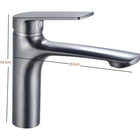 Robinet de lavabo gris anthracite pour eau chaude et froide, idéal pour les hôtels, les maisons d'hôtes et les habitations, avec robinet monotrou à installer sous le plan de travail. -- Gunmetal Gray