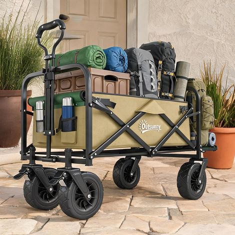 Remorque utilitaire khaki en acier Oxfordstoff 94 x 57 x 100 cm (1/5)