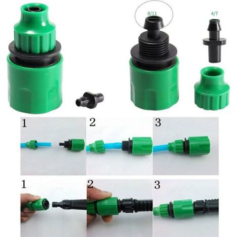Raccord Tuyau Arrosage - Plastique - Pour Tuyaux 4/7 mm et 8/11 mm - Universel Jardin Balcon Lave-Auto - 10 Pièces (1/4)