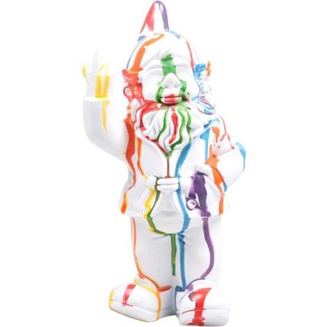 Nain de jardin en résine doigt d'honneur 7 x 8 x 20 cm Multicolore