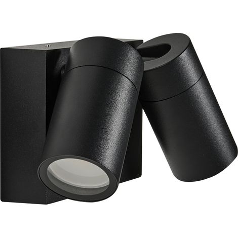 Lámpara de pared exterior estilo moderno con 2 focos de aluminio negro Holms (1/5)
