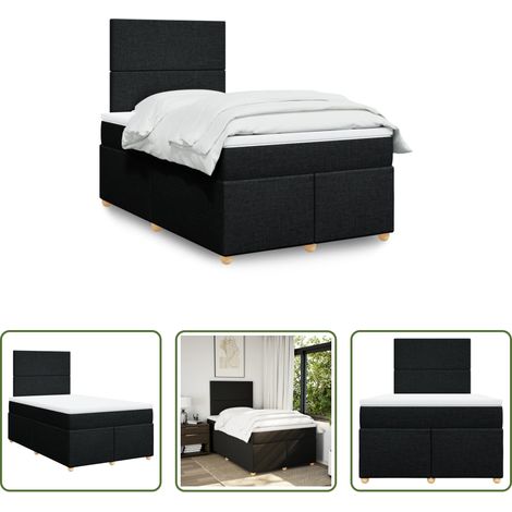 Matratze - Boxspringbett mit Matratze Schwarz 120x200 cm Stoff (1/5)