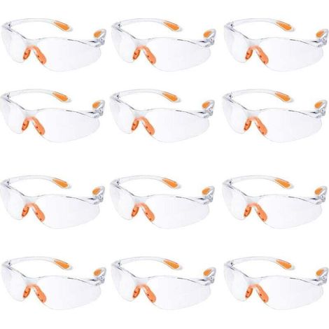 Pack of 12 safety glasses, work protective glasses with transparent anti-vaho lenses, protective glasses for gardening, laboratory and chemical use. (1/3)