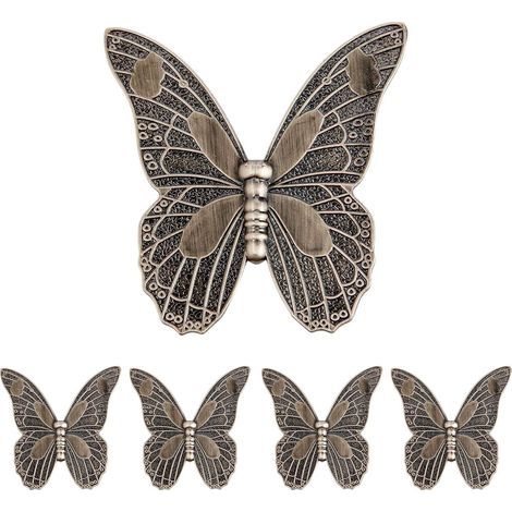 5er-Set antike Türgriffe, Vintage-Möbelgriffe in Schmetterlingsform für Schubladen, Schränke, Kleiderschränke (1/5)