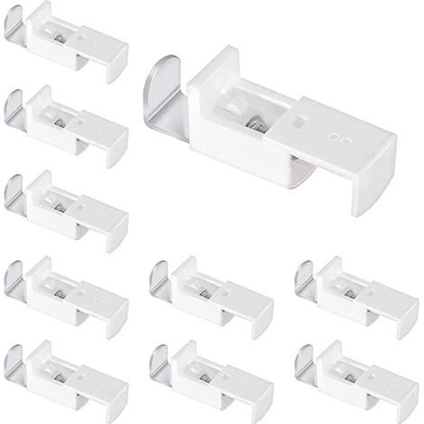 10 Pièces Support de Fixation pour Stores Plissés Tendus Attache de Support de Serrage en Métal, Supports de Serrage des Plis Tendus au Cadre de Fenêtre sans Outils sans Collage sans Perçage (1/5)