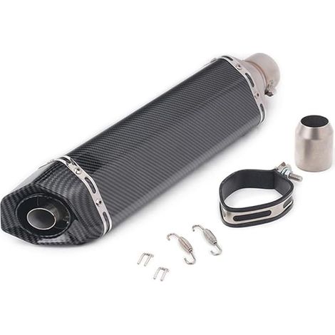 Motorrad Auspuff Schalldämpfer 3851mm Universal Schalldämpfer schwarze Kohlefaser Textur hinteres Endrohr Edelstahl Rauschunterdrücker Motorrad DB Killer für Dirt Bikes ATV Scooter (C)