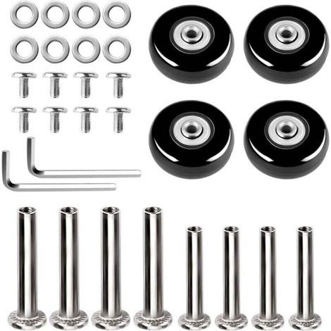 MUMU Rubber Swivel Replacement Wheels for Suitcases, Luggage Trolleys and Strollers, Outer Diameter 45x18mm (1/4)