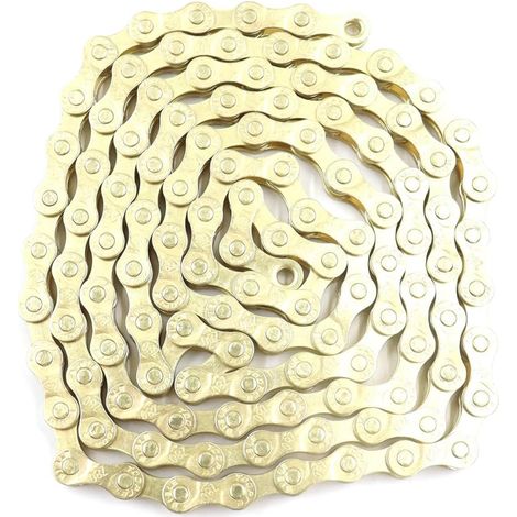 Chaîne de vélo 6/7/8 Vitesses, dorée, Unisexe, 1/2 x 3/32 Pouces, 116 maillons, Outil Inclus, Compatible BMX et VTT (1/5)