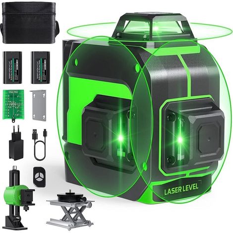 Trade Shop - Livella Laser Autolivellante A 360° Livella Laser Verde 2 Batterie Ricaricabili - (1/5)