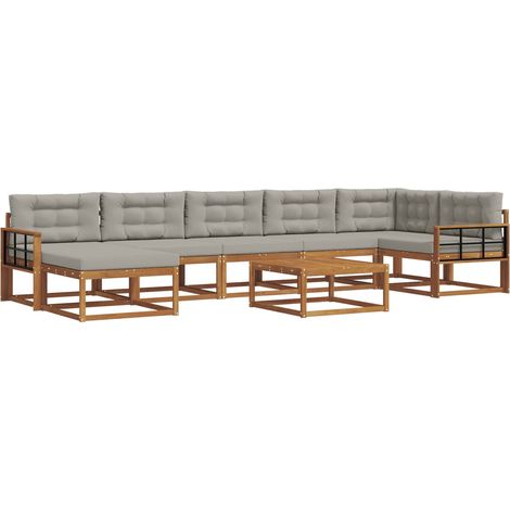 Conjunto de sofás de exterior 8 pcs Gris Natural y Claro vidaXL (1/5)
