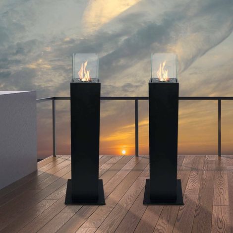 Dmora - Bioethanol-Kamin Jakarta, Ökologischer Kamin, Rauchfreies Feuer, Heizung mit Ethanol, Made in Italy, 20x20 h110 cm, Schwarz (1/3)