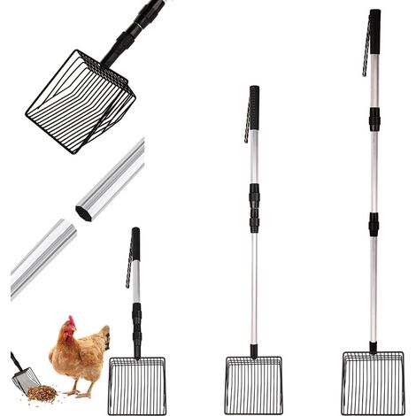 Pelle à déjections canines 3 en 1 - Extensible de 57 à 106 cm - Accessoire amovible pour poulailler - Séparation des gravats du sable (1/5)
