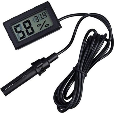 - Thermometer/Hygrometer - 1,5 m externe Sonde - Digitales LCD-Display - Für Reptilien, Aquarien, Inkubatoren und Geflügel - Schwarz - 48 x 9 x 15 mm (1/5)