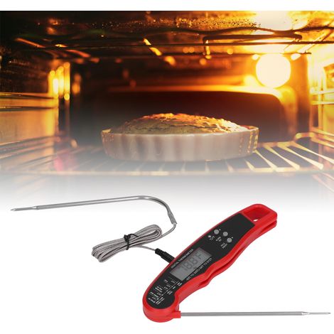Doppelfühler-Grillthermometer mit LCD-Anzeige und Magneten für die Küche, aus ABS und Edelstahl, Rot – CR2032 150mAh Batterie (1/5)