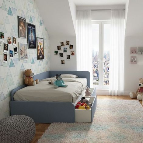 Divano letto singolo 120x190 con cassettoni - Ideale per camerette - Avio