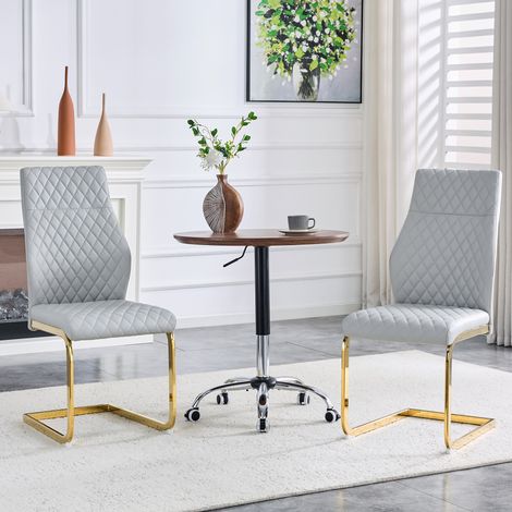 Set di 2 sedie da pranzo 100 cm in grigio chiaro con motivo trapuntato, struttura in metallo dorato e comfort imbottito (1/5)