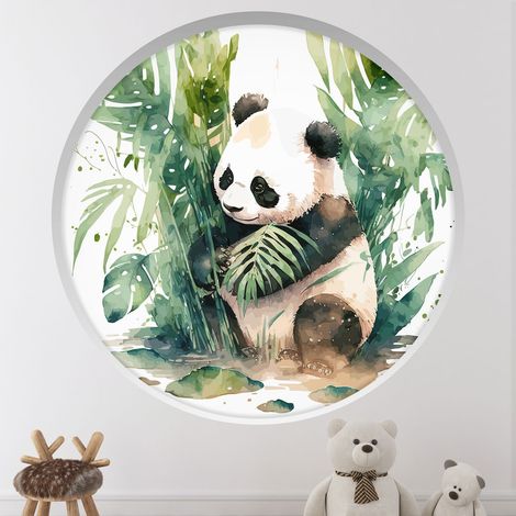 Stickers Trompe l'oeil Arche ronde Enfants - Panda - Diamètre 40 cm (1/4)