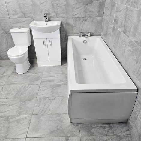 Siera Modern Bathroom Vanity Suite Inc Bath + Sink Unit + Toilet + Taps, 650mm Unit (1/5)