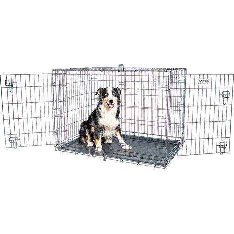 [JAMAIS UTILISÉ] PAITSY Cage pour chien FortressooXL, caisse de transport pour chien moyen 107x71x77cm, pliable, 2 portes, plateau amovible, utilisation interieur (1/5)