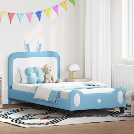 Kinderbettgestell mit Kopfteil mit Kopfteil Blau 90 x 200 cm PU