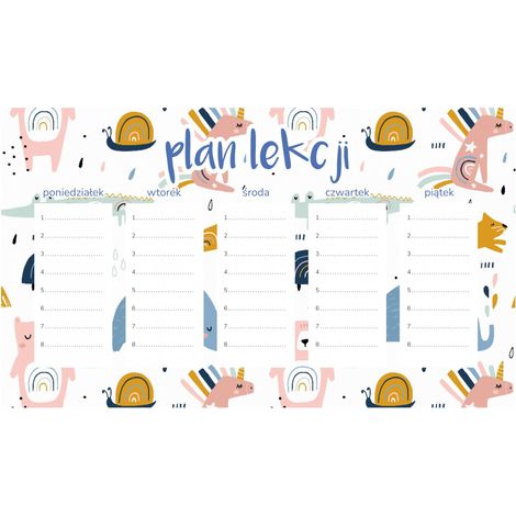 Plan de lección magnético Animales en estilo escandinavo 30x17,5 cm
