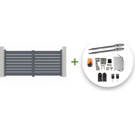 Portail battant électrique VOGEL 350x160cm gris + Motorisation TANKER B250 (1/4)