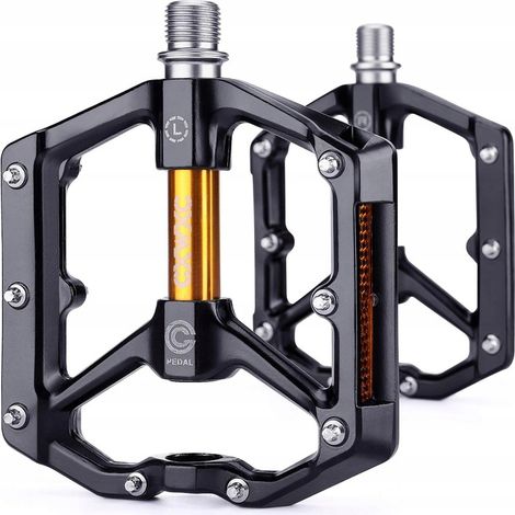 CXWXC Aluminium-Plattformpedale mit Reflektorstiften, Schwarz (1/5)