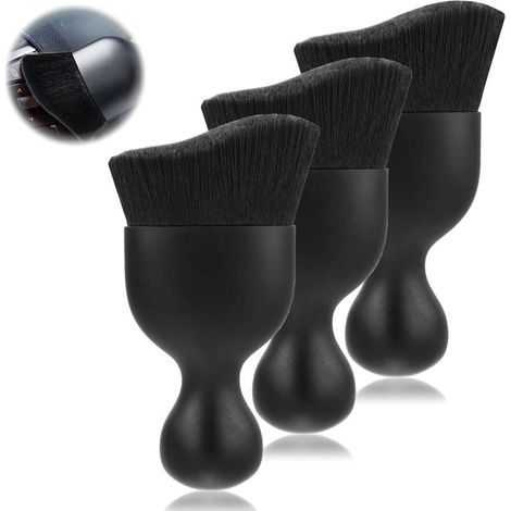 Ensemble de 3 Brosses Nettoyage Automobile Noires - Poils Souples Anti-Rayures Intérieur Extérieur - Voiture Bricoleur Professionnel (1/5)