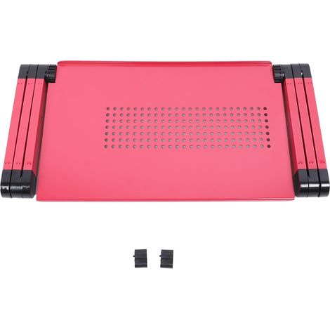 Tablette pliante en alliage d'aluminium pour ordinateur portable, réglable, rouge rosé, support de bureau pour lit (1/5)