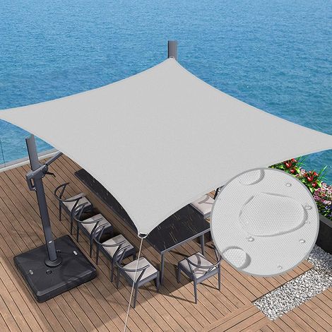 MINKUROW Toldo Para Patio, Vela De Sombra Para Patio Con Cuerda, Impermeable Y Protección Uv- Rectangular 3x3m, Gris (1/4)