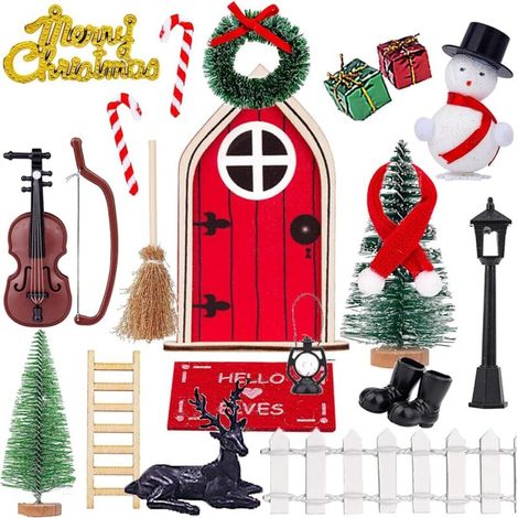 Kits complets de portes elfiques, accessoires de portes elfiques miniatures, accessoires pour enfants, portes elfiques en séquoia, portes de boîte aux lettres, couronnes d'arbre de Noël