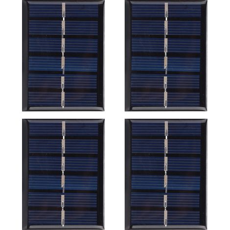 4 Panneaux Solaires Polycristallins 3V 0.3W DIY avec Câble pour Charge Sécurisée 65x48mm (1/5)