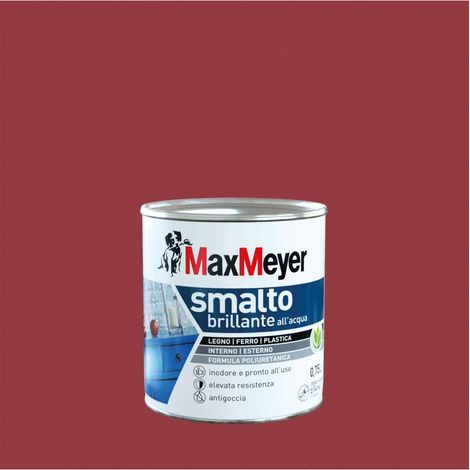 MaxMeyer Smalto Poliuretanico Brillante all'Acqua - Rosso Veneziano - 0,75 l