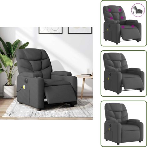 Reposapiés eléctrico - vidaXL Sillón reclinable de masaje eléctrico tela gris oscuro - Asiento cómodo