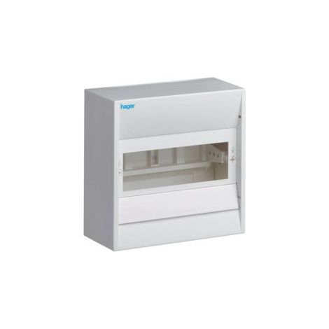 Hager – Coffret cache-borne 8 modules Gamma+ – IP30 – IK05 – Dimensions 180x182x82mm – Livré avec bornier de terre et bouchon classe II (1/5)