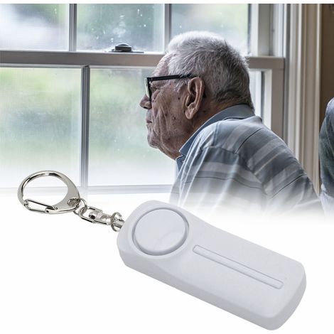 Mini porte-clés alarme personnelle avec sirène puissante de 130 dB, dispositif d'autodéfense et alarme d'urgence pour femme âgée (blanc) (1/5)