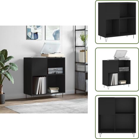 Armoire à disques noir 84,5x38x89 cm bois d'ingénierie - Meuble À Disques - Armoire À Disques - Rangement Vinyle - Stockage Disque Vinyle - Support Tournivelle (1/5)