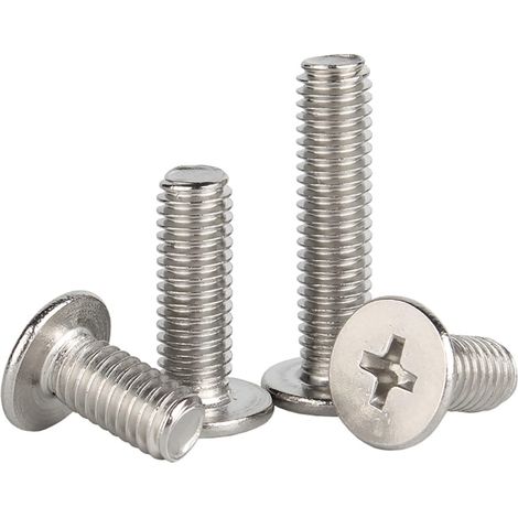20 vis à tête plate ultra-mince, cruciforme Phillips, longueur 2-12 mm, en acier inoxydable 304 (4