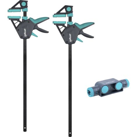wolfcraft - Kit de 2 Serre-Joints à une main PRO et connecteur - Ouverture jusqu'à 1060 mm - Force de serrage max. 150 kg - réf. 8673060