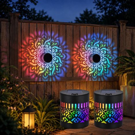 2er-Set – Wasserdicht – 8,4 x 8,1 cm – Solar-Wandleuchte für den Außenbereich mit Farbwechsel – Solarbetriebene Gartenbeleuchtung, geeignet für Zäune (1/5)