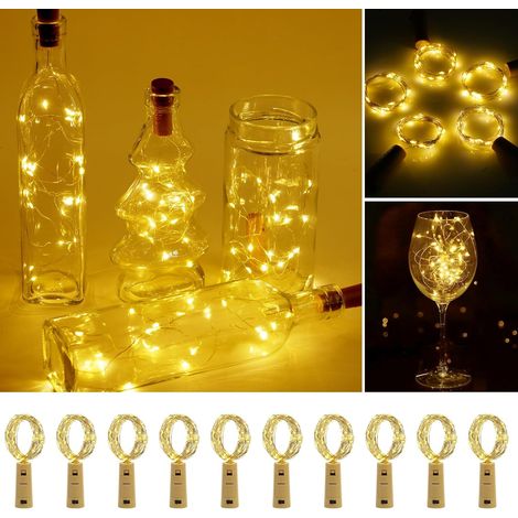 Vicloon LED Bottle Lights, 10pcs 2M 20 LED Bottle String Lights, Cork Bottle Lights for Wedding, Party, DIY and Christmas [Energy Class A] (1/5)