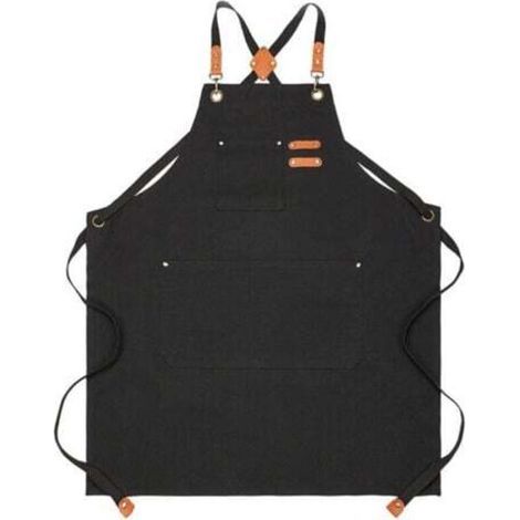 [JAMAIS UTILISÉ] Tabliers Toile, Tabliers de Travail pour Hommes Femmes, Tabliers de Chef avec Sangle Réglable et 3 Poches, Cuisine Cuisson Artiste Peinture, (1/4)